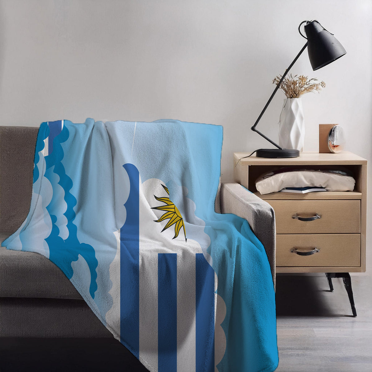 Uruguay Day Clouds Blankets & Throws | Soft Premium Blankets | City Posters Plus