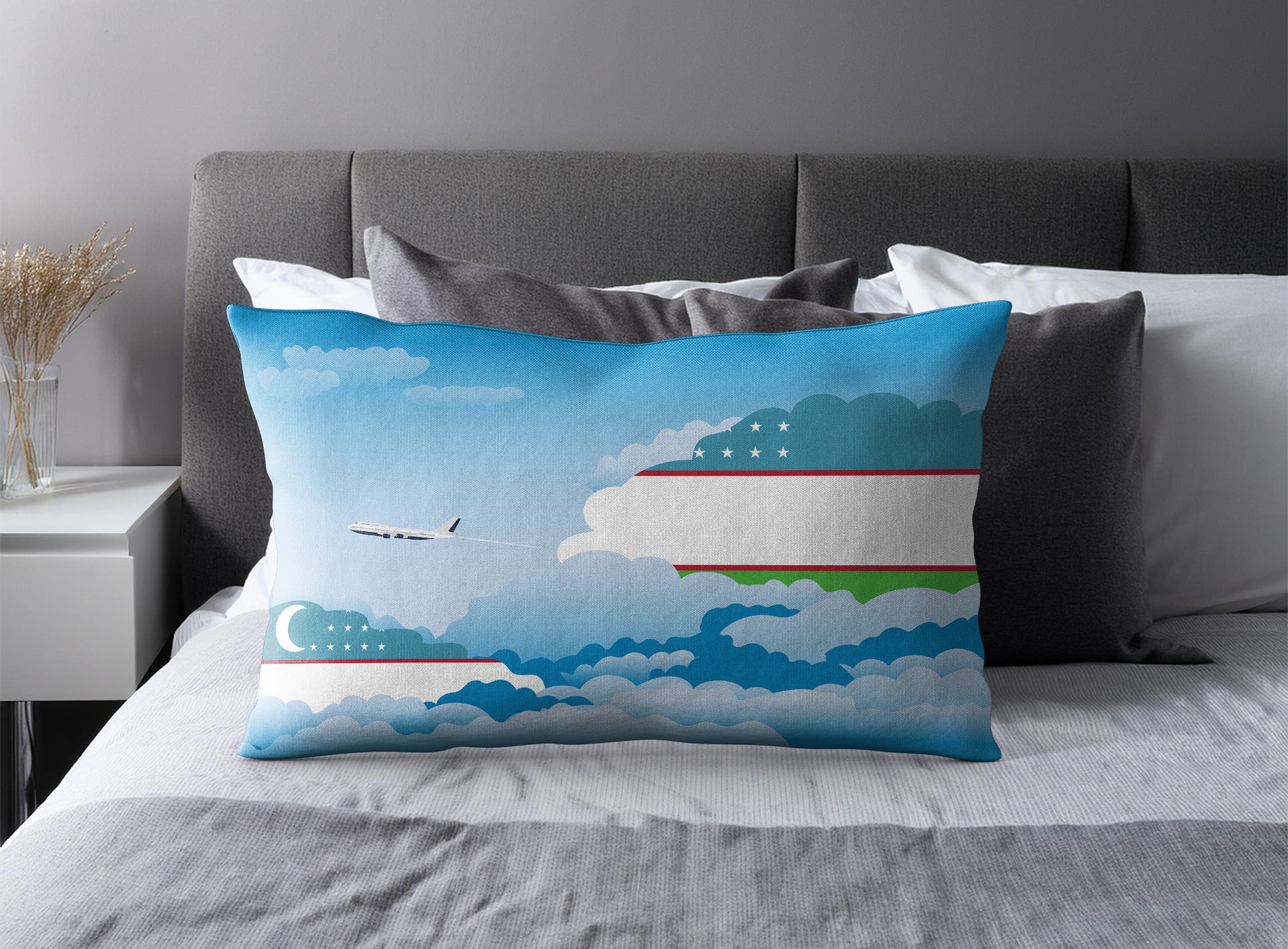 Uzbekistan Day Clouds Pillow Case and Pillow Throw