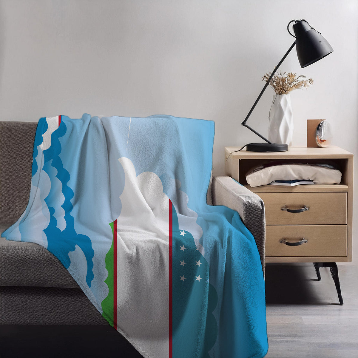 Uzbekistan Day Clouds Blankets & Throws | Soft Premium Blankets | City Posters Plus