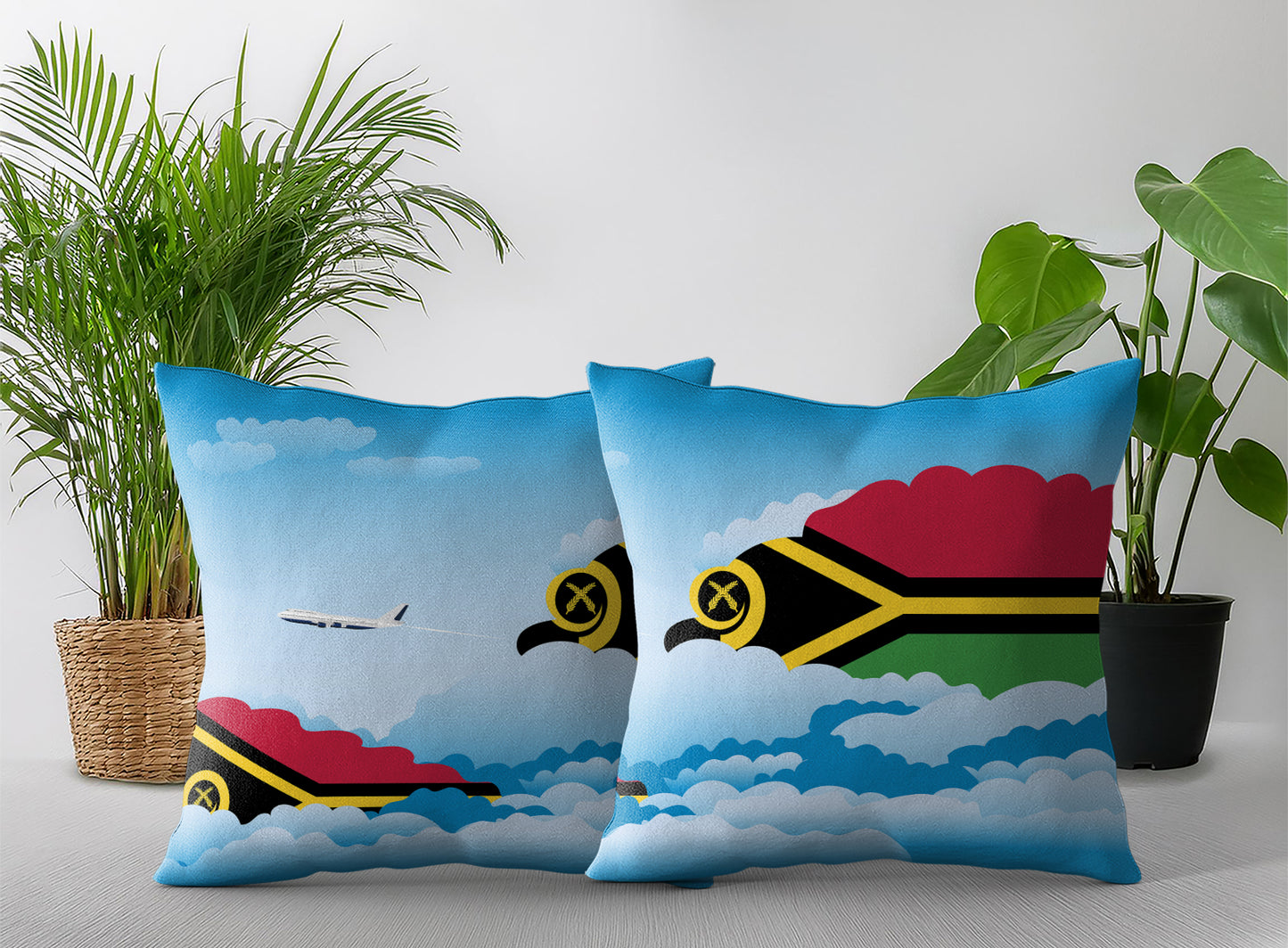 Vanuatu World Airplane Day Clouds Square & Rectangle Pillow Cases | Aviation Decorative Pillow Covers