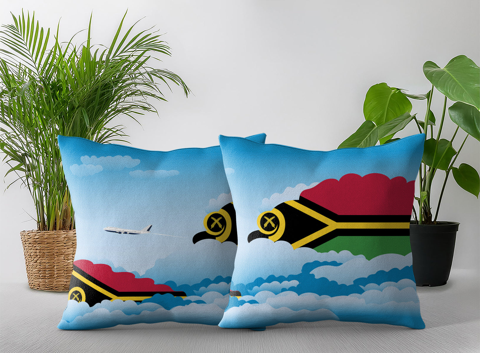 Vanuatu World Airplane Day Clouds Square & Rectangle Pillow Cases | Aviation Decorative Pillow Covers