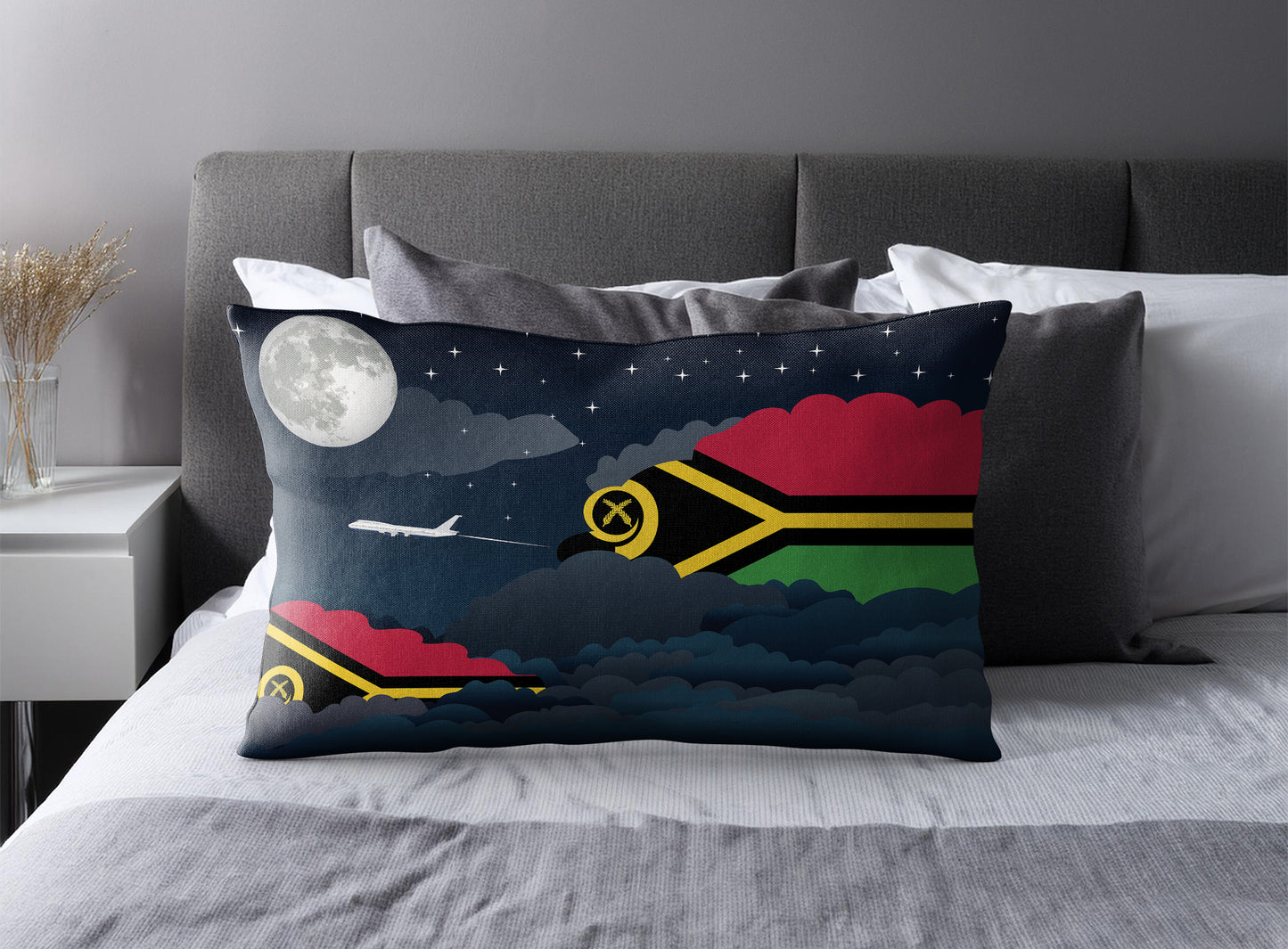 Vanuatu World Airplane Night Clouds Square & Rectangle Pillow Cases | Aviation Night Sky Pillow Covers