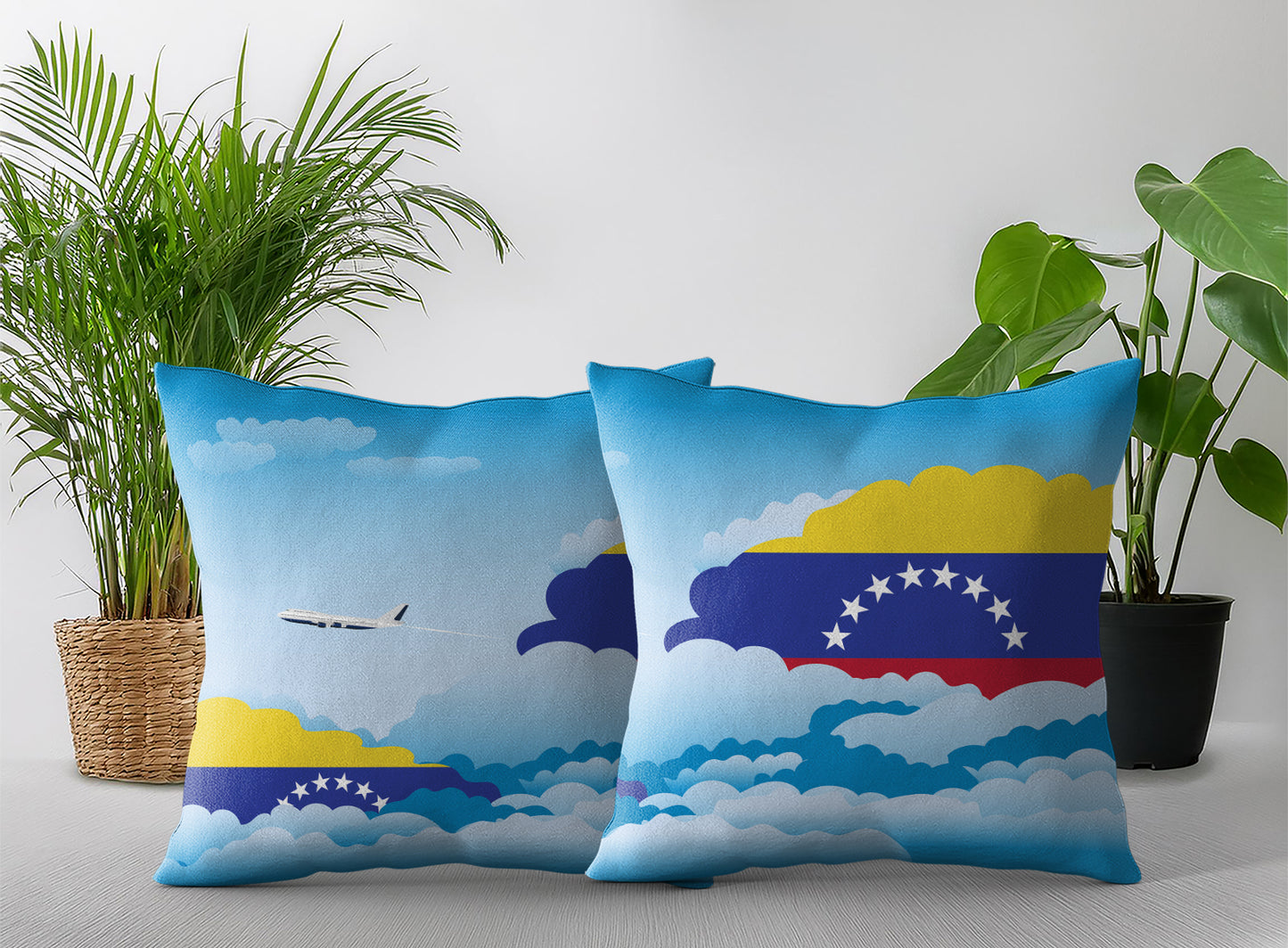 Venezuela World Airplane Day Clouds Square & Rectangle Pillow Cases | Aviation Decorative Pillow Covers