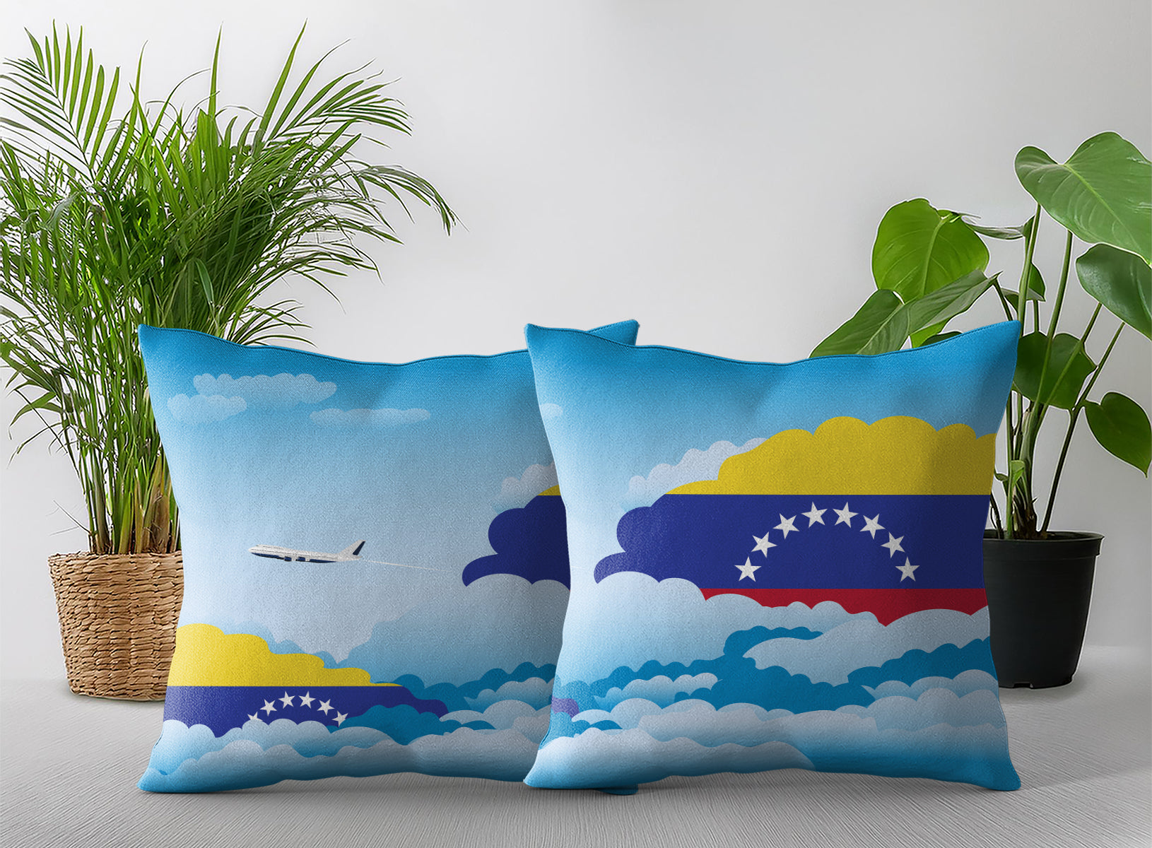 Venezuela World Airplane Day Clouds Square & Rectangle Pillow Cases | Aviation Decorative Pillow Covers