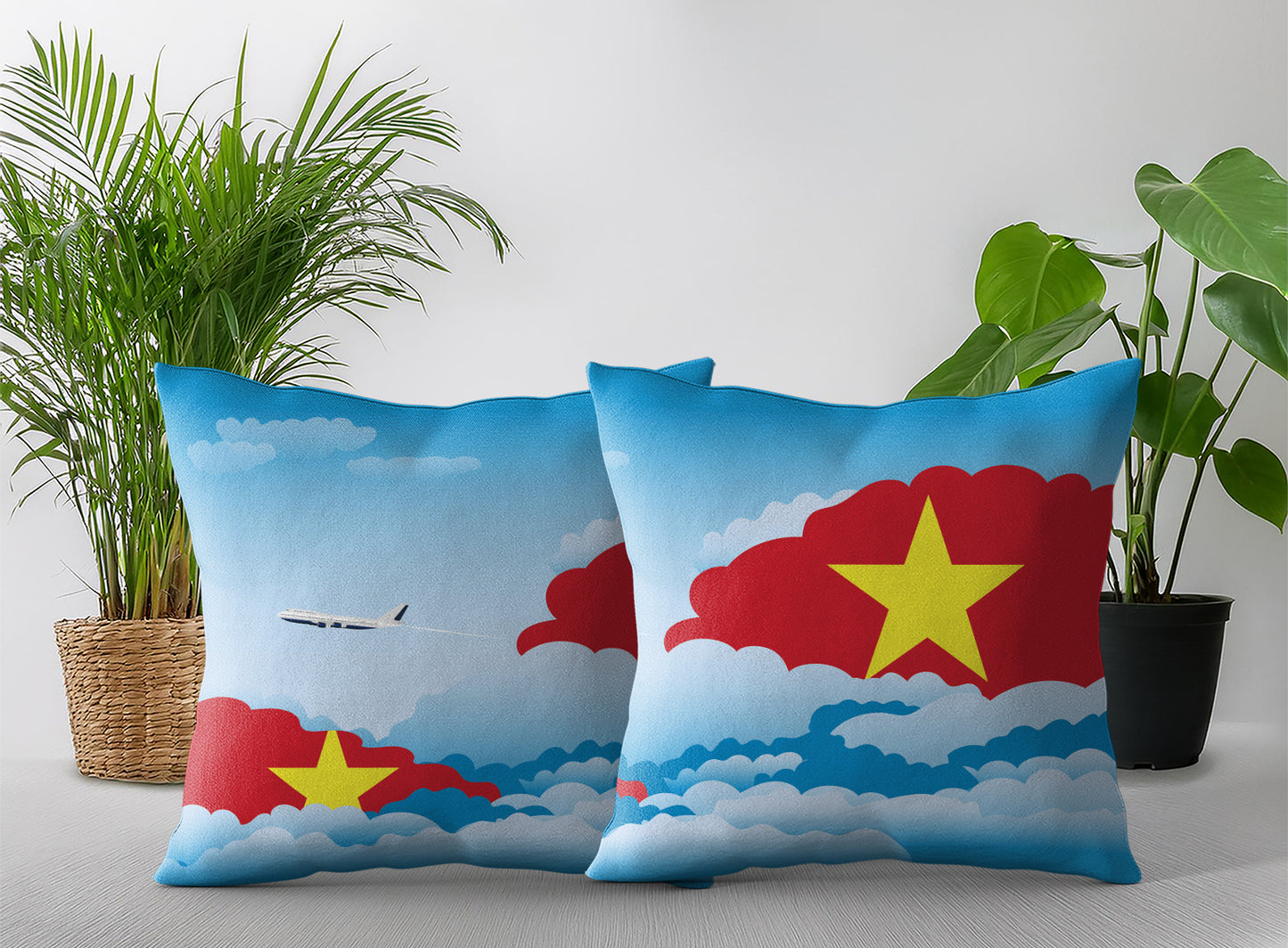 Vietnam Day Clouds Pillow Case and Pillow Throw