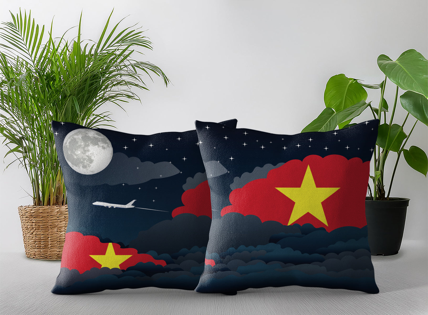 Vietnam Night Clouds Pillow Case and Pillow Throw