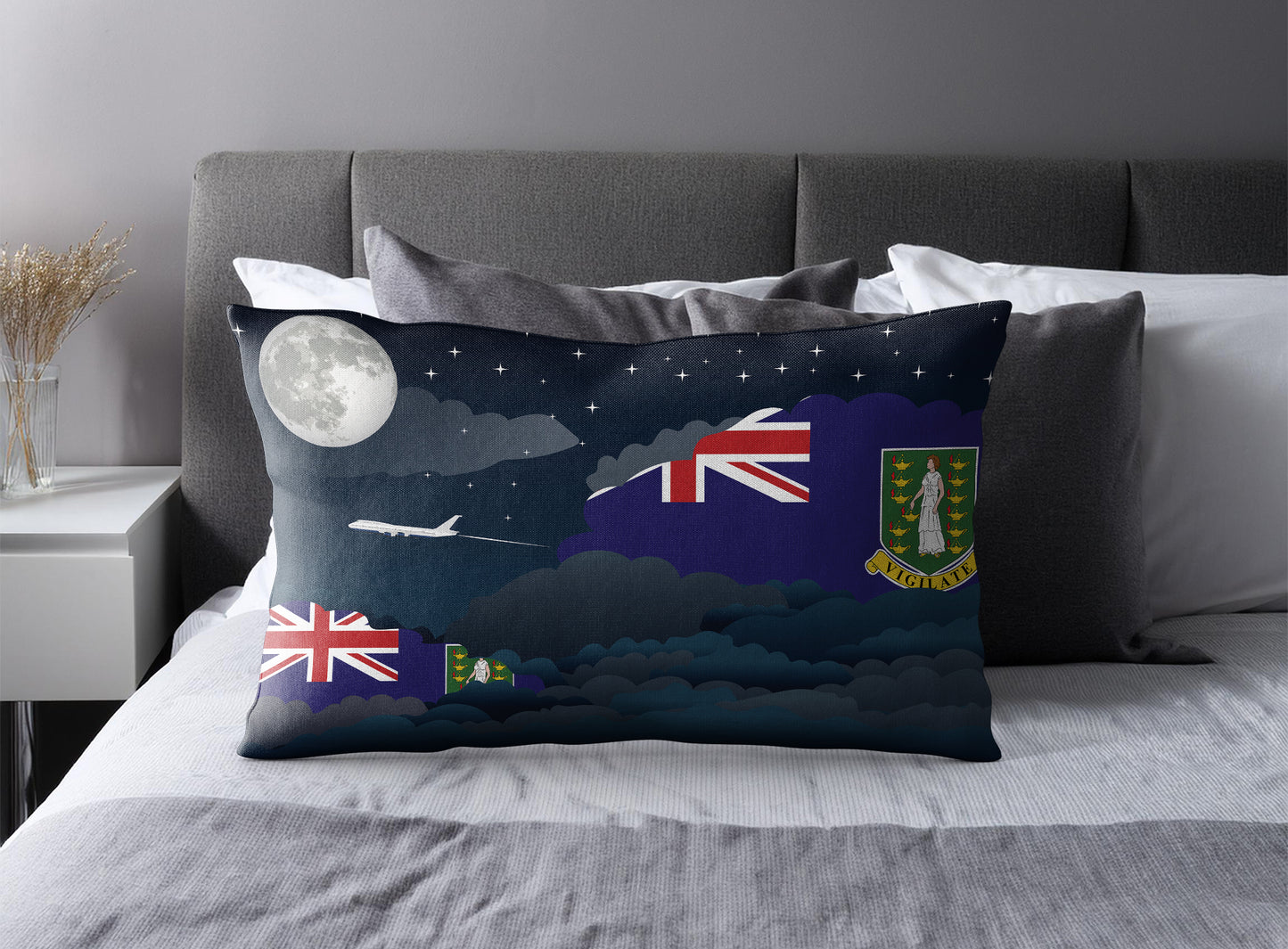 Virgin Islands UK Night Clouds Pillow Case and Pillow Throw
