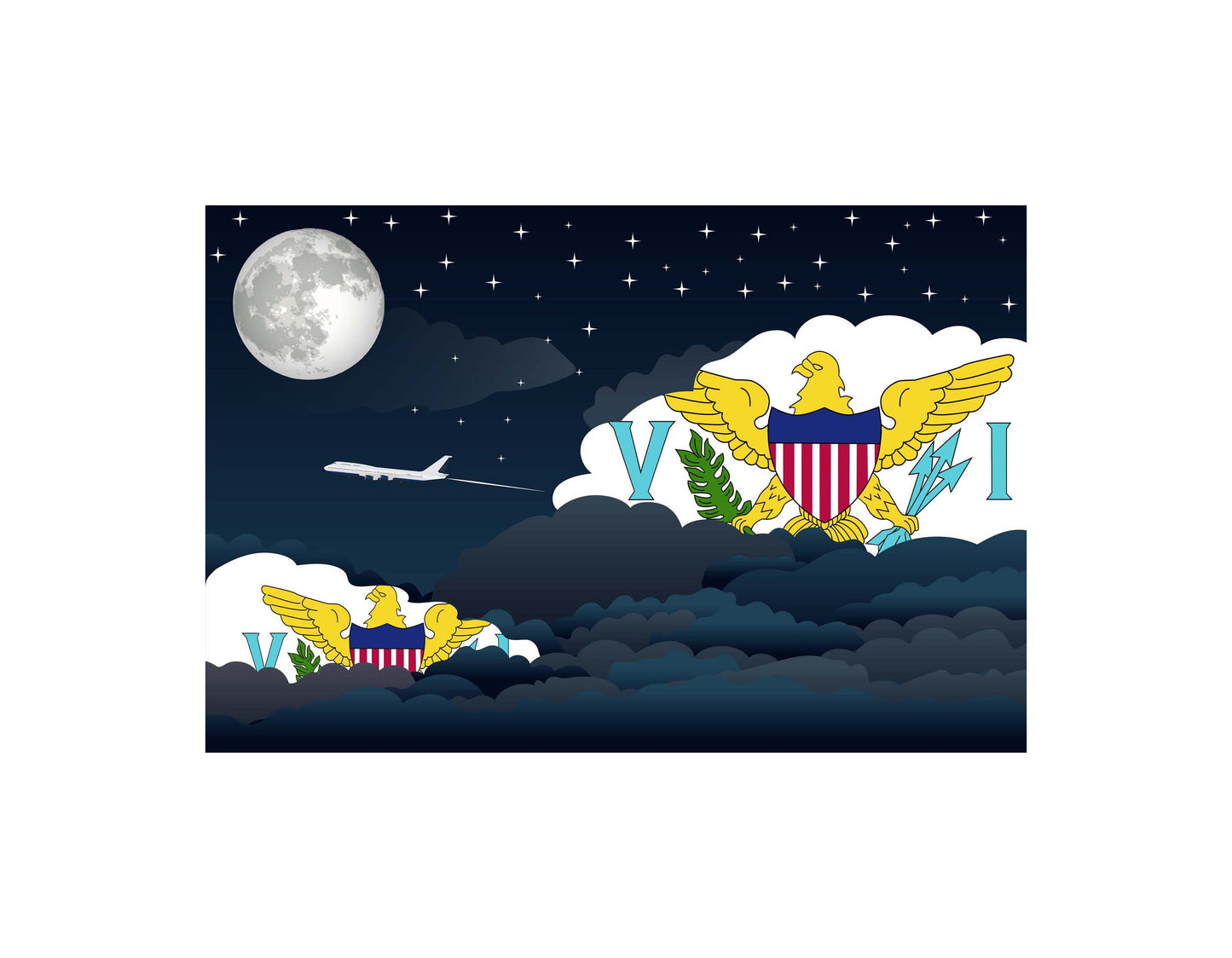 Virgin Islands US Night Clouds Blankets & Throws | Premium Soft Blankets | City Posters Plus