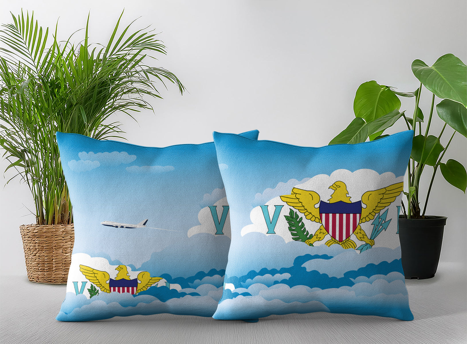Virgin Islands US Day Clouds Pillow Case and Pillow Throw