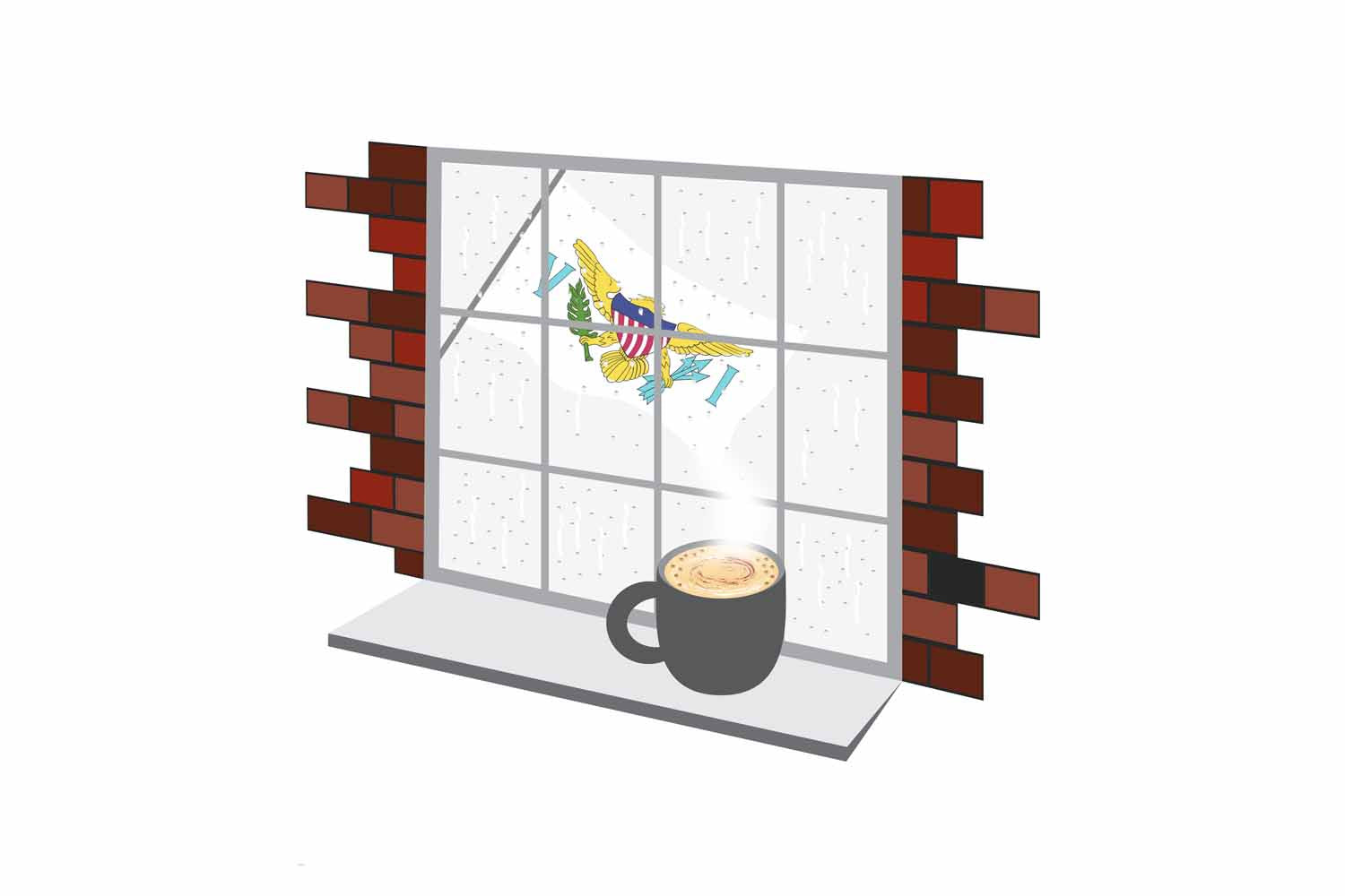 Virgin Islands US Coffee Rain Window Fridge Magnet