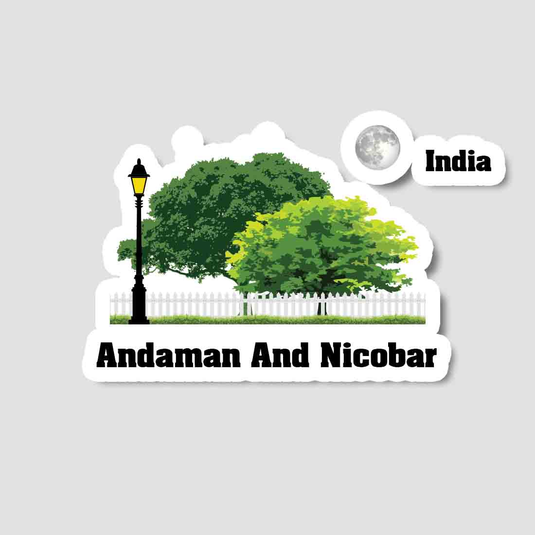 Andaman And Nicobar Home Town Night Trees Landscape Shape Sticker & Magnet