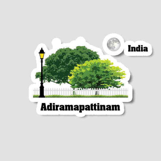 Adiramapattinam Home Town Night Trees Landscape Shape Sticker & Magnet
