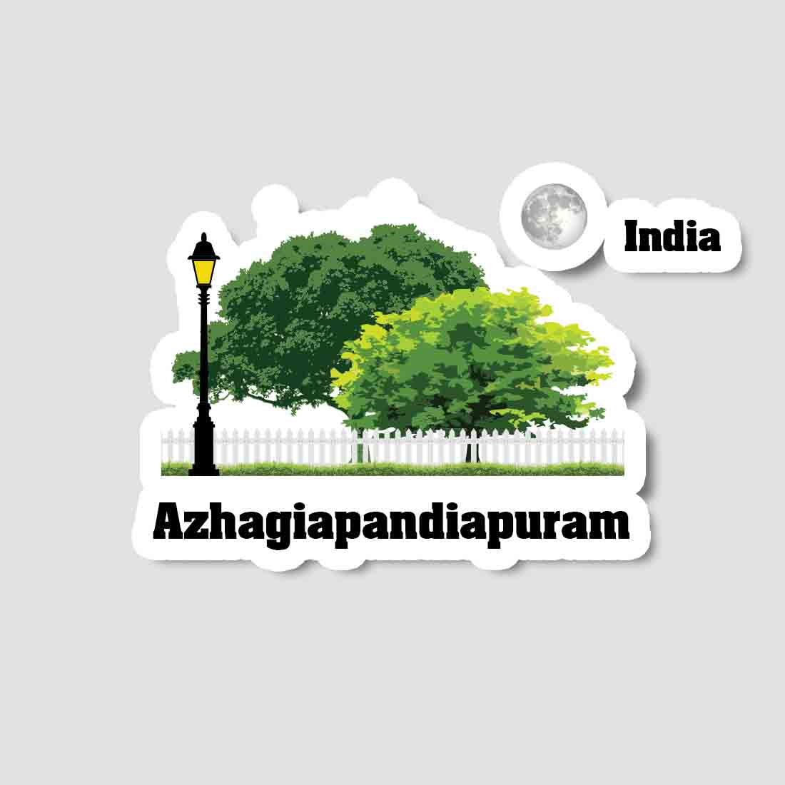 Azhagiapandiapuram Home Town Night Trees Landscape Shape Sticker & Magnet