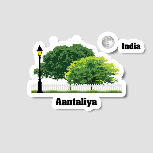 Aantaliya Home Town Night Trees Landscape Shape Sticker & Magnet