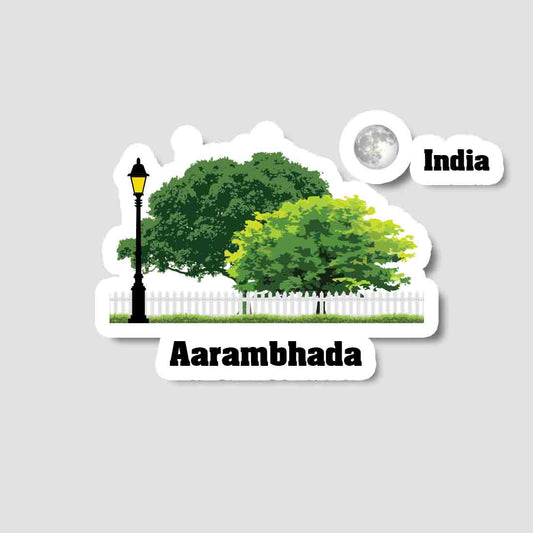 Aarambhada Home Town Night Trees Landscape Shape Sticker & Magnet