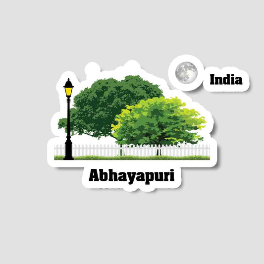 Abhayapuri Home Town Night Trees Landscape Shape Sticker & Magnet