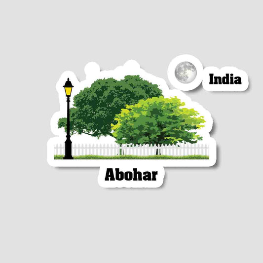 Abohar Home Town Night Trees Landscape Shape Sticker & Magnet