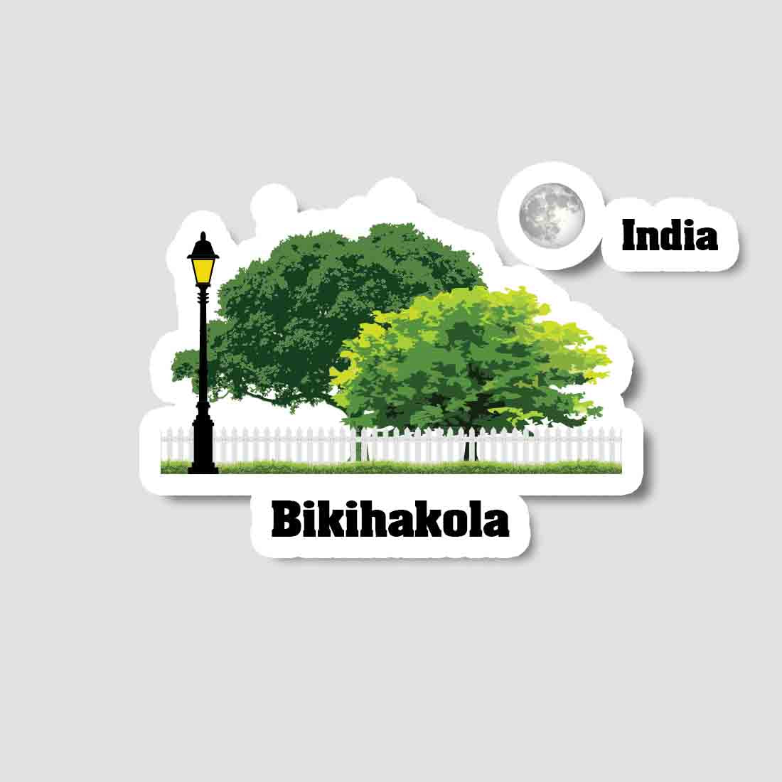 Bikihakola Home Town Night Trees Landscape Shape Sticker & Magnet