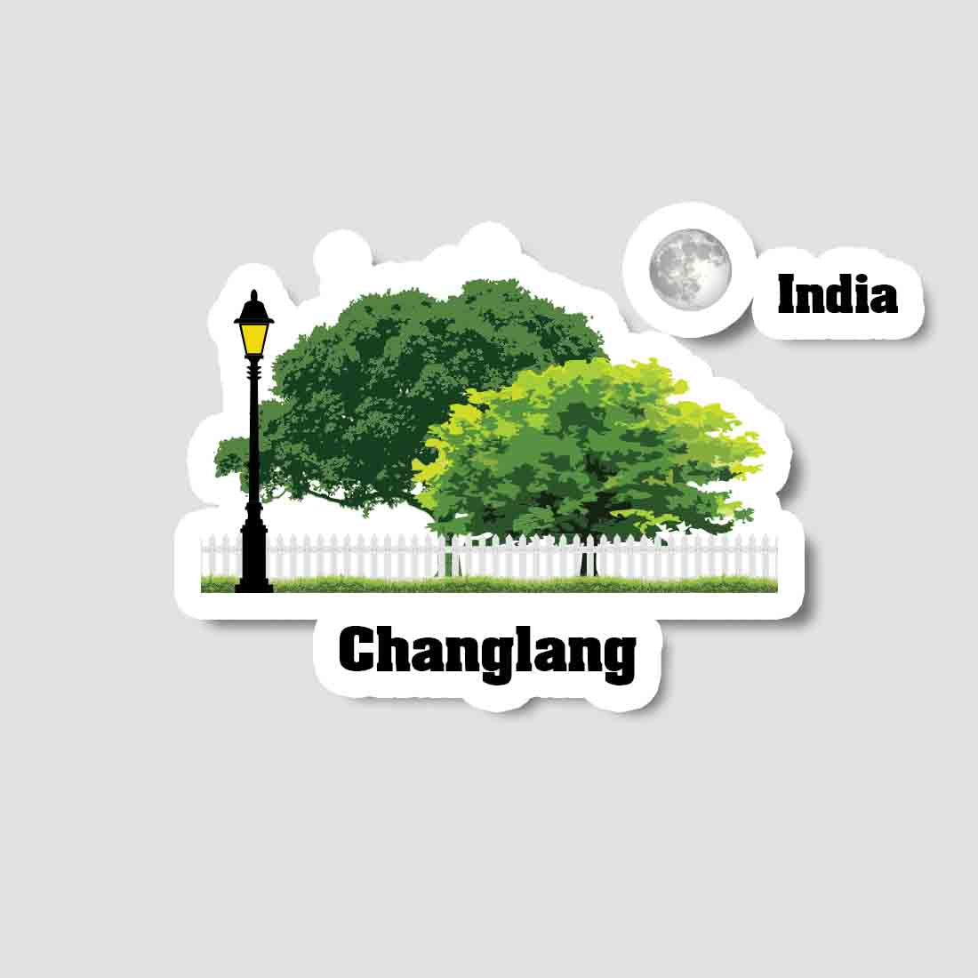 Changlang Home Town Night Trees Landscape Shape Sticker & Magnet