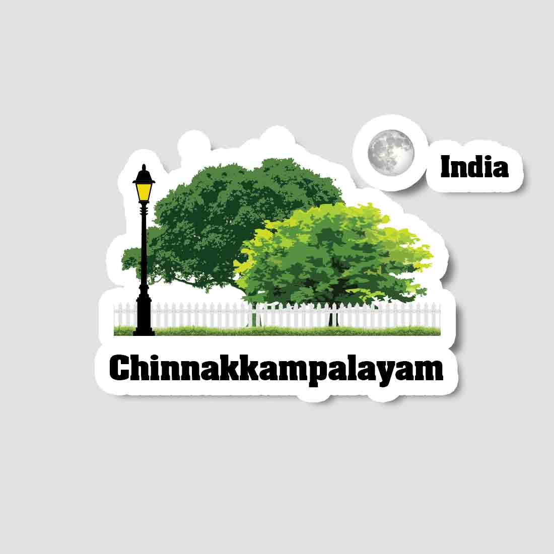 Chinnakkampalayam Home Town Night Trees Landscape Shape Sticker & Magnet