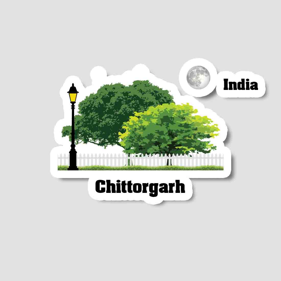 Chittorgarh Home Town Night Trees Landscape Shape Sticker & Magnet