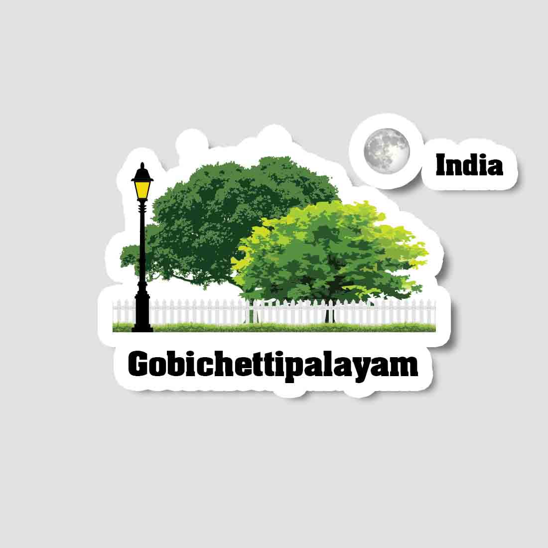 Gobichettipalayam Home Town Night Trees Landscape Shape Sticker & Magnet