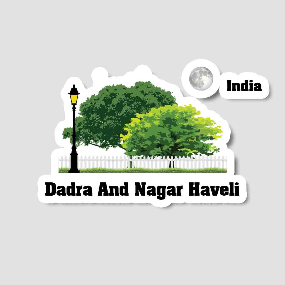 Dadra And Nagar Haveli Home Town Night Trees Landscape Shape Sticker & Magnet