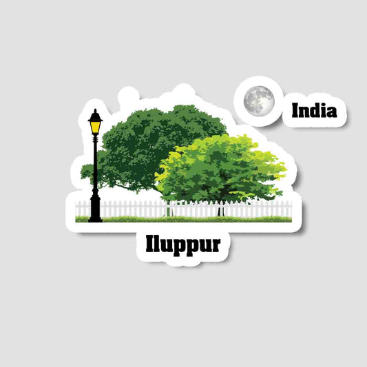 Iluppur Home Town Night Trees Landscape Shape Sticker & Magnet