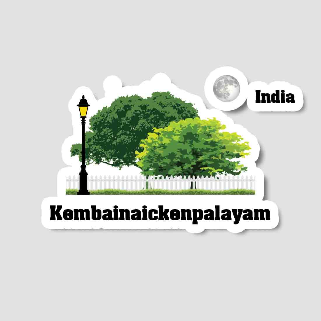Kembainaickenpalayam Home Town Night Trees Landscape Shape Sticker & Magnet