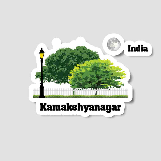 Kamakshyanagar Home Town Night Trees Landscape Shape Sticker & Magnet