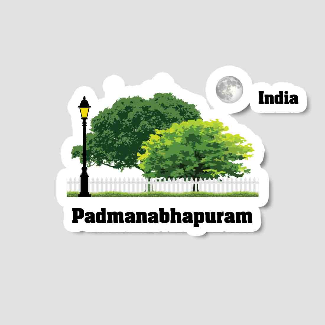 Padmanabhapuram Home Town Night Trees Landscape Shape Sticker & Magnet