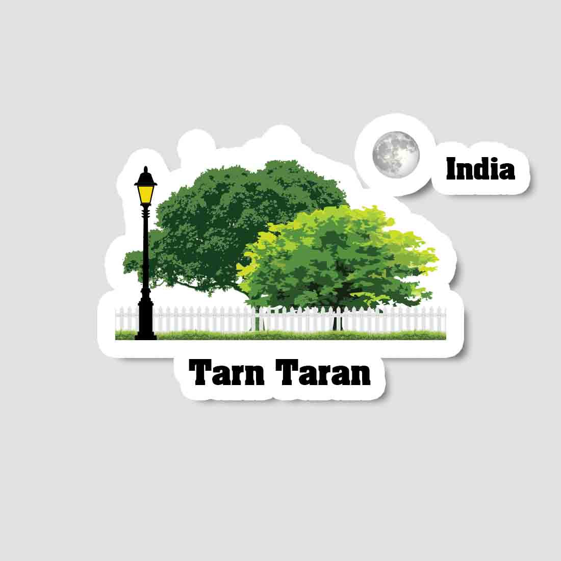 Tarn Taran Home Town Night Trees Landscape Shape Sticker & Magnet