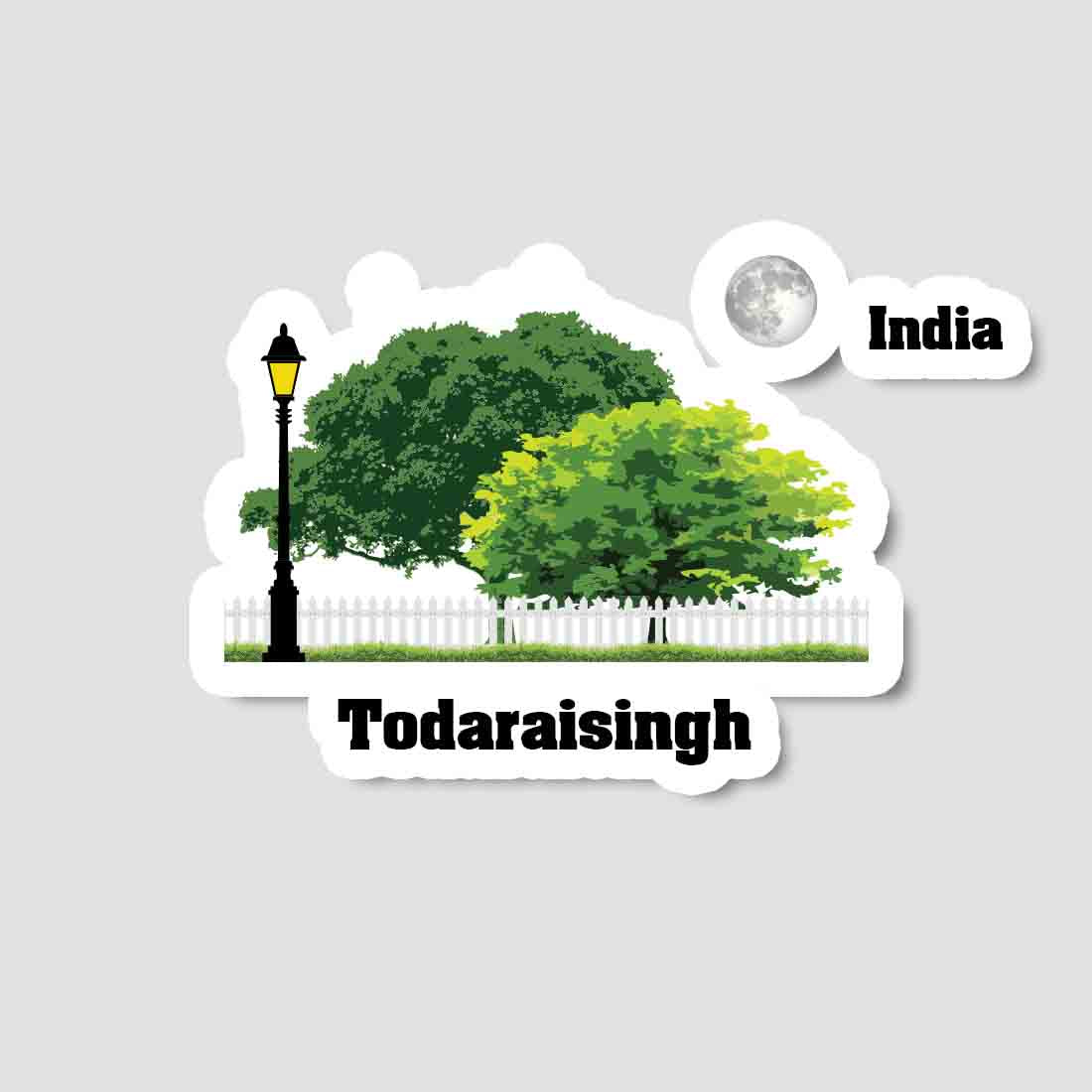 Todaraisingh Home Town Night Trees Landscape Shape Sticker & Magnet