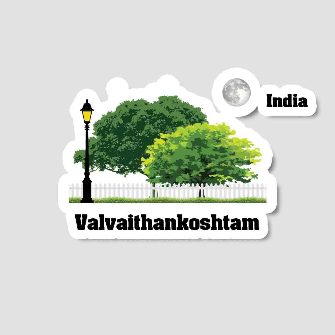 Valvaithankoshtam Home Town Night Trees Landscape Shape Sticker & Magnet