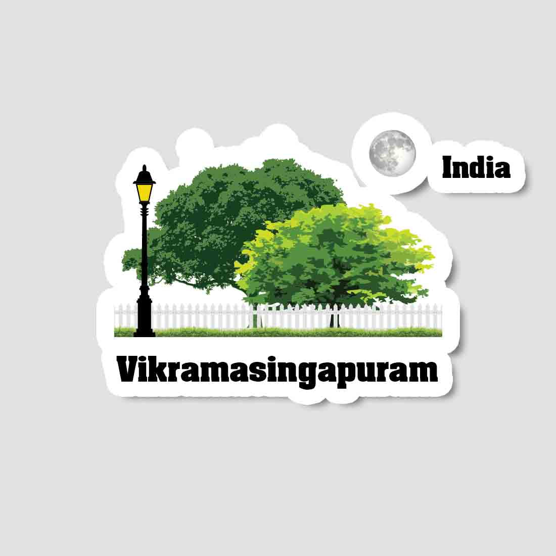 Vikramasingapuram Home Town Night Trees Landscape Shape Sticker & Magnet