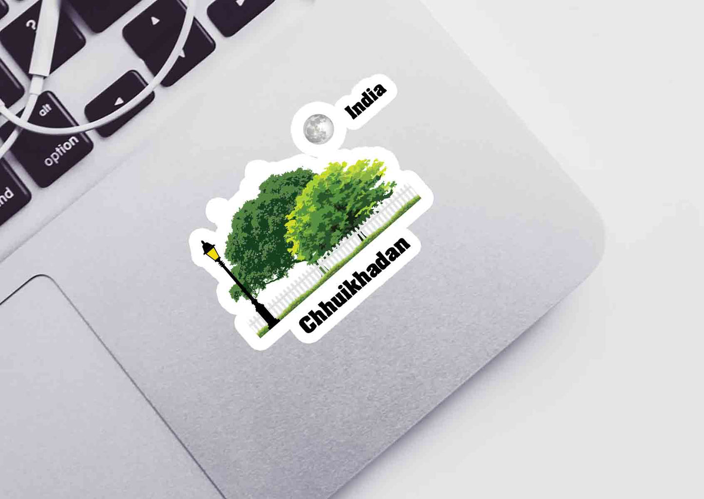 Chhuikhadan Home Trees Moon Shape Sticker