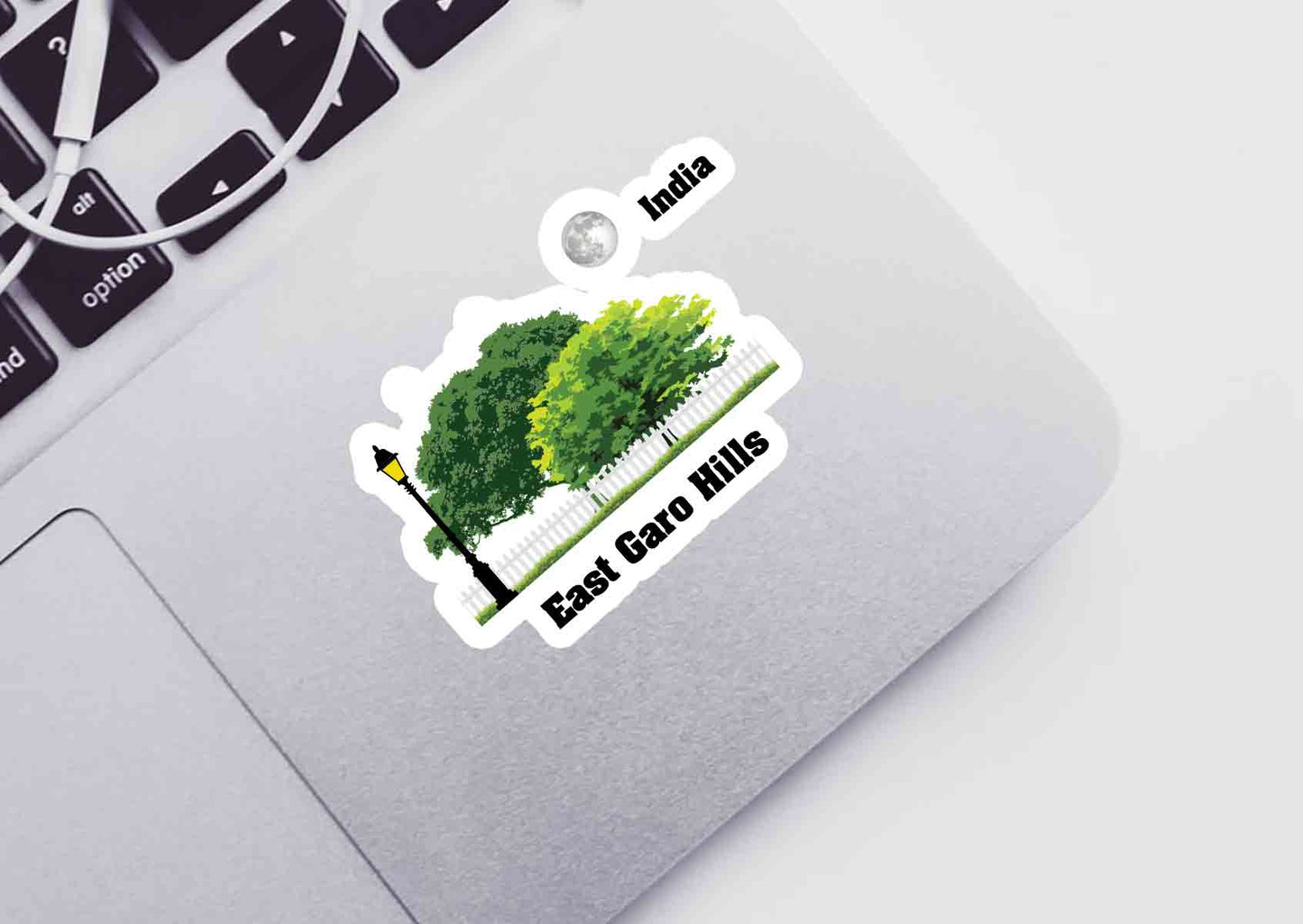 East Garo Hills Home Trees Moon Shape Sticker