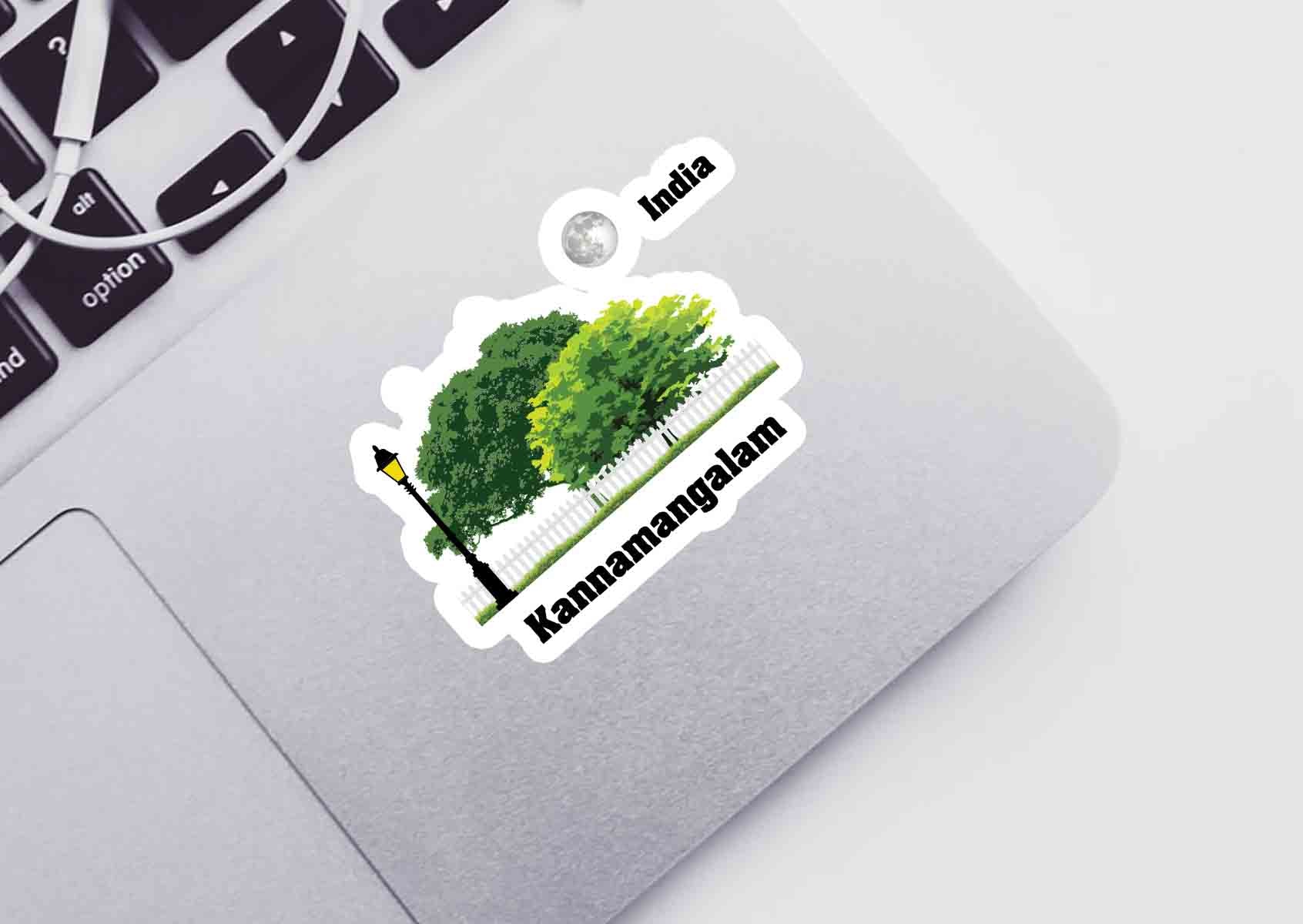 Kannamangalam Home Trees Moon Shape Sticker