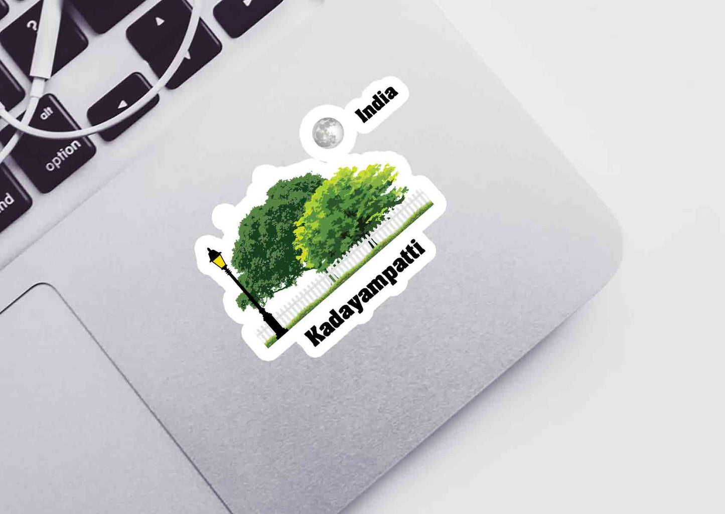 Kadayampatti Home Trees Moon Shape Sticker