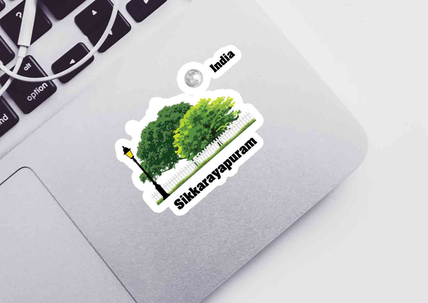 Sikkarayapuram Home Trees Moon Shape Sticker