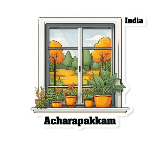 Acharapakkam Home Window White Plants Pots Sticker & Magnet