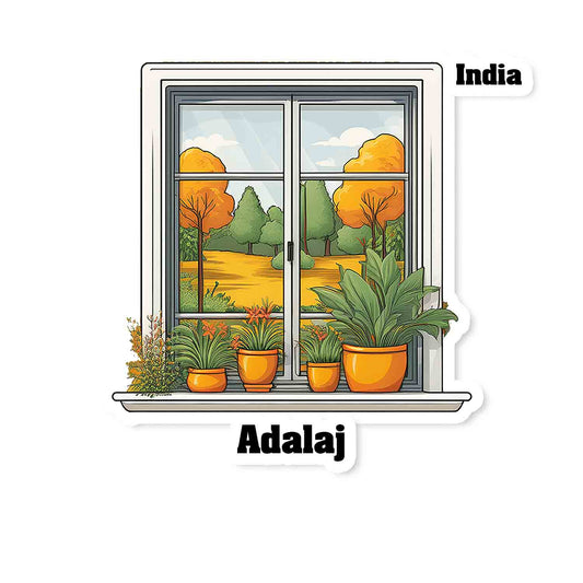 Adalaj Home Window White Plants Pots Sticker & Magnet