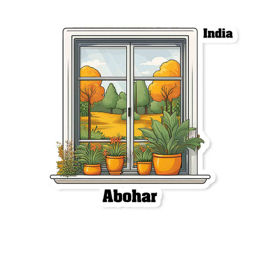 Abohar Home Window White Plants Pots Sticker & Magnet