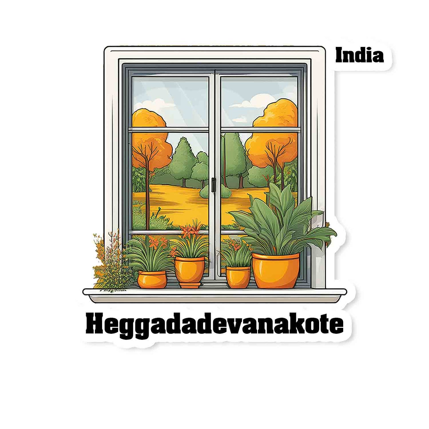 Heggadadevanakote Home Window White Plants Pots Sticker & Magnet