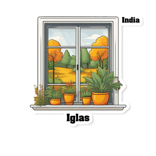 Iglas Home Window White Plants Pots Sticker & Magnet