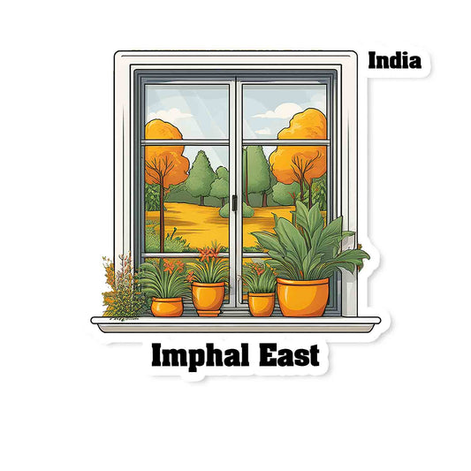 Imphal East Home Window White Plants Pots Sticker & Magnet