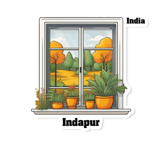 Indapur Home Window White Plants Pots Sticker & Magnet