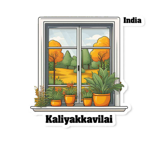 Kaliyakkavilai Home Window White Plants Pots Sticker & Magnet