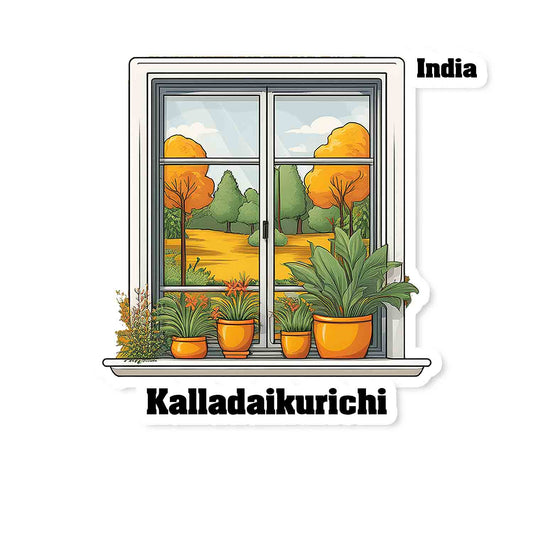 Kalladaikurichi Home Window White Plants Pots Sticker & Magnet