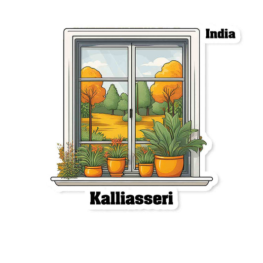 Kalliasseri Home Window White Plants Pots Sticker & Magnet